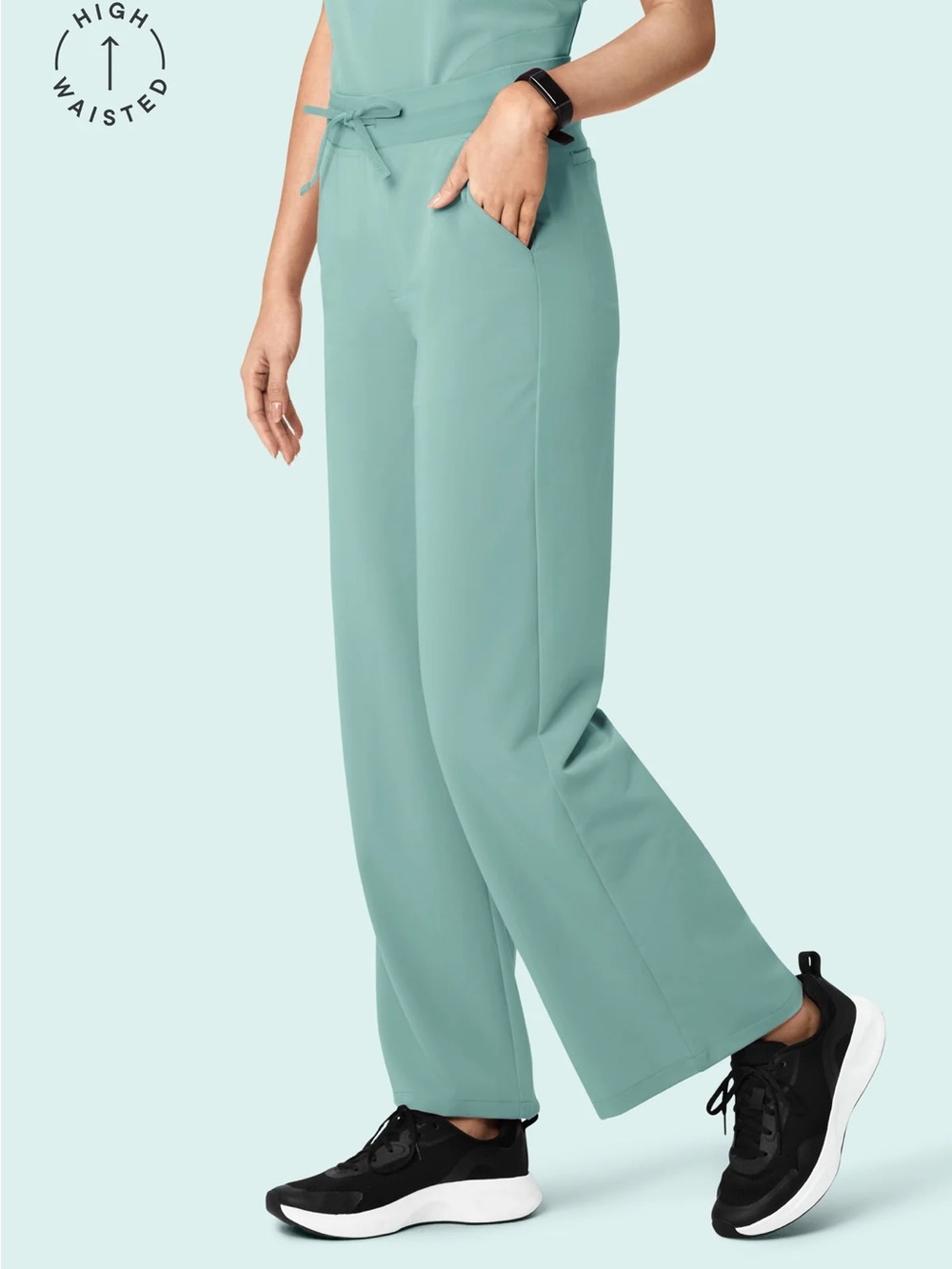 Mandala High-Waisted Wide-Leg Scrub Pants XS in Tourmaline Green
